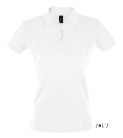 Női PERFECT három gombos rövid ujjú galléros piké pamut póló, SOL'S SO11347, White-2XL