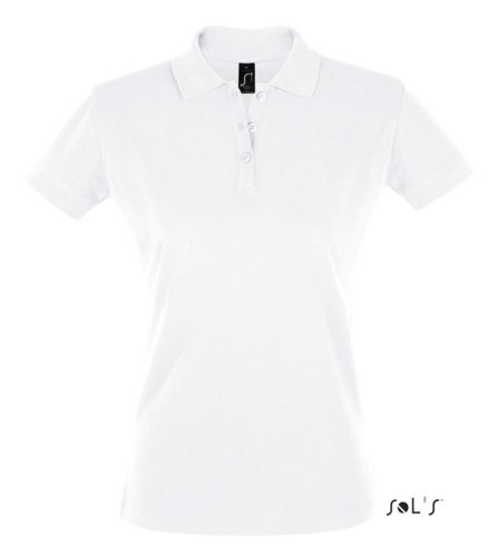 Női PERFECT három gombos rövid ujjú galléros piké pamut póló, SOL'S SO11347, White-2XL