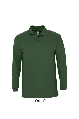 Férfi WINTER II hosszú ujjú három gombos galléros piké pamut póló, SOL'S SO11353, Golf Green-2XL