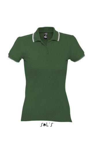 Női PRACTICE rövid ujjú kontrasztcsíkos galléros piké pamut póló, SOL'S SO11366, Golf Green/White-2XL