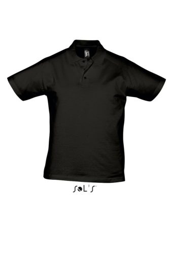 Férfi PRESCOTT rövid ujjú galléros pamut piké póló, SOL'S SO11377, Deep Black-2XL