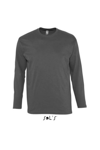 Férfi MONARCH hosszú ujjú pamut póló, SOL'S SO11420, Dark Grey-3XL