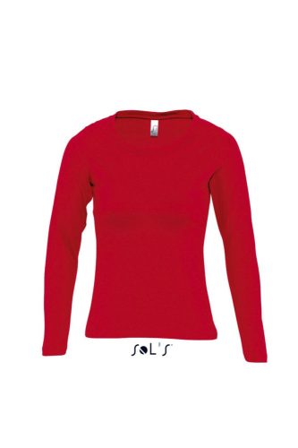 Női MAJESTIC környakas hosszú ujjú pamut póló, SOL'S SO11425, Red-XL