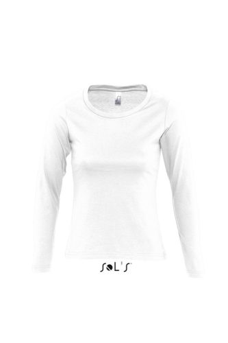 Női MAJESTIC környakas hosszú ujjú pamut póló, SOL'S SO11425, White-L