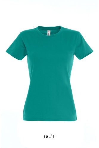 Női IMPERIAL környakú rövid ujjú pamut póló, SOL'S SO11502, Emerald-2XL