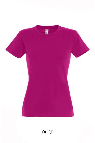 Női IMPERIAL környakú rövid ujjú pamut póló, SOL'S SO11502, Fuchsia-2XL