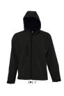 Férfi REPLAY kapucnis cipzáras softshell dzseki, SOL'S SO46602, Black-2XL