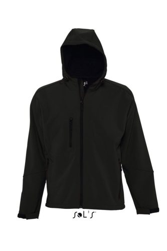 Férfi REPLAY kapucnis cipzáras softshell dzseki, SOL'S SO46602, Black-L