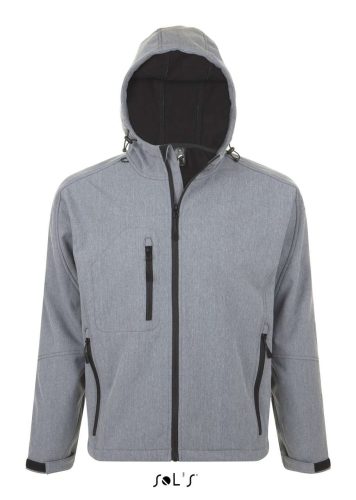 Férfi REPLAY kapucnis cipzáras softshell dzseki, SOL'S SO46602, Grey Melange-2XL