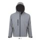 Férfi REPLAY kapucnis cipzáras softshell dzseki, SOL'S SO46602, Grey Melange-2XL