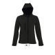 Női REPLAY kapucnis cipzáras softshell dzseki, SOL'S SO46802, Black-S