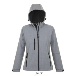   Női REPLAY kapucnis cipzáras softshell dzseki, SOL'S SO46802, Grey Melange-S