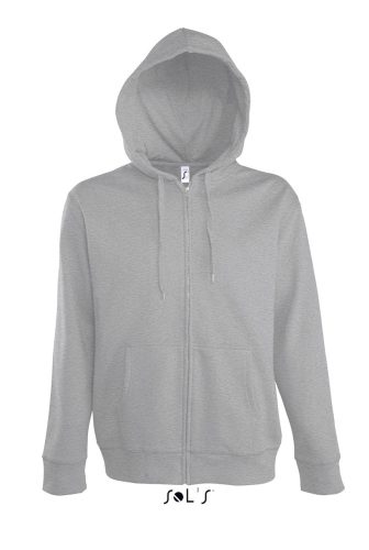 Férfi cipzáras kapucnis pulóver, SOL'S SO47800, Grey Melange-2XL