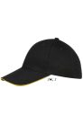 Uniszex vastag 6 paneles pamut baseball sapka, SOL'S SO88100, Black/Gold-U