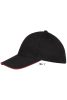 Uniszex vastag 6 paneles pamut baseball sapka, SOL'S SO88100, Black/Red-U