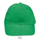 Uniszex vastag 6 paneles pamut baseball sapka, SOL'S SO88100, Kelly Green/White-U