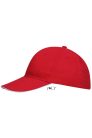 Uniszex vastag 6 paneles pamut baseball sapka, SOL'S SO88100, Red/White-U