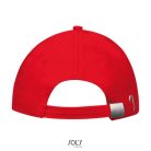 Uniszex vastag 6 paneles pamut baseball sapka, SOL'S SO88100, Red/White-U