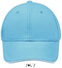 Uniszex vastag 6 paneles pamut baseball sapka, SOL'S SO88100, Turquoise/White-U