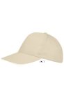 Uniszex tépőzáras 5 paneles pamut baseball sapka, SOL'S SO88110, Beige/White-U