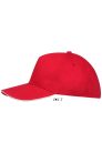 Uniszex tépőzáras 5 paneles pamut baseball sapka, SOL'S SO88110, Red/White-U