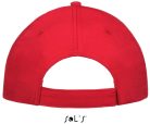 Uniszex tépőzáras 5 paneles pamut baseball sapka, SOL'S SO88110, Red/White-U