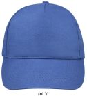 Uniszex tépőzáras 5 paneles pamut baseball sapka, SOL'S SO88110, Royal Blue-U