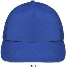 Uniszex tépőzáras 5 paneles pamut baseball sapka, SOL'S SO88110, Royal Blue/White-U