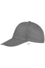 Uniszex 5 paneles tépőzáras pamut baseball sapka, SOL'S SO88119, Dark Grey-U