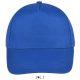 Uniszex 5 paneles tépőzáras pamut baseball sapka, SOL'S SO88119, Royal Blue-U