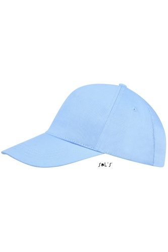 Uniszex 5 paneles tépőzáras pamut baseball sapka, SOL'S SO88119, Sky Blue-U