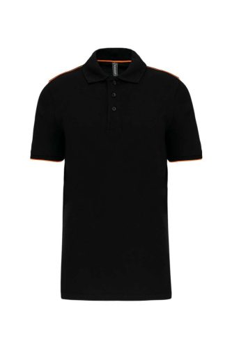 WK270 rövid ujjú férfi galléros póló, kontrasztos diszítésekkel Designed To Work, Black/Orange-3XL