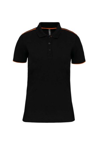 WK271 rövid ujjú Női galléros póló, kontrasztos diszítésekkel Designed To Work, Black/Orange-2XL