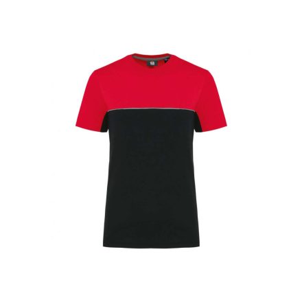 WK304 kétszinű strapabíró unisex kereknyakú rövid ujjú póló Designed To Work, Black/Red-4XL