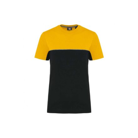 WK304 kétszinű strapabíró unisex kereknyakú rövid ujjú póló Designed To Work, Black/Yellow-4XL