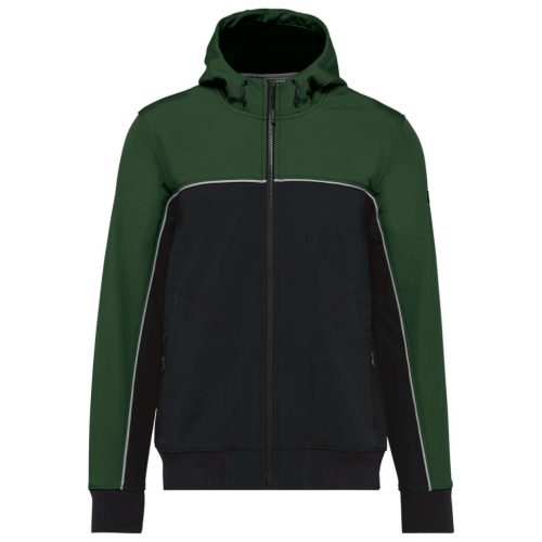 WK450 kétszínű három rétegű, kapucnis softshell dzseki Designed To Work, Black/Forest Green-2XL