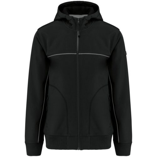 WK450 kétszínű három rétegű, kapucnis softshell dzseki Designed To Work, Black-L