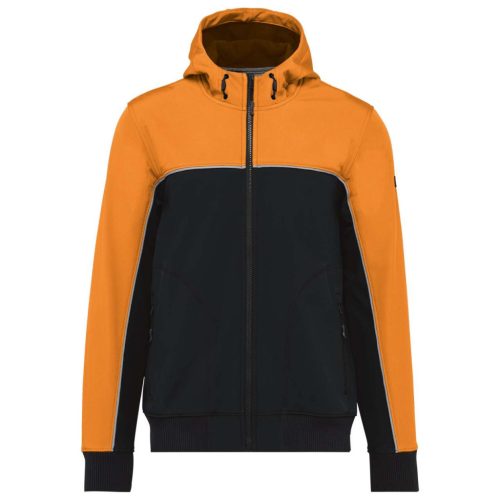 WK450 kétszínű három rétegű, kapucnis softshell dzseki Designed To Work, Black/Orange-5XL