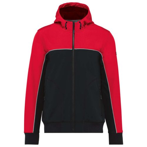 WK450 kétszínű három rétegű, kapucnis softshell dzseki Designed To Work, Black/Red-M