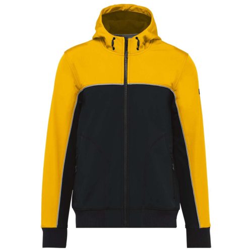 WK450 kétszínű három rétegű, kapucnis softshell dzseki Designed To Work, Black/Yellow-2XL