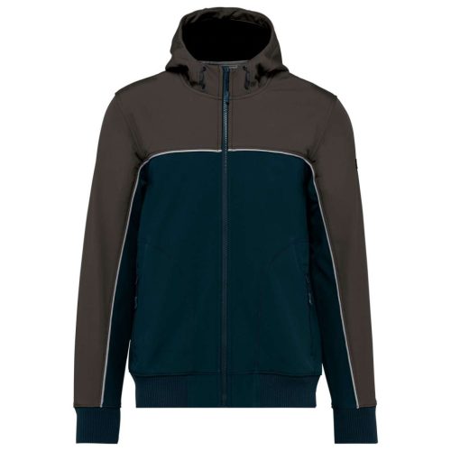 WK450 kétszínű három rétegű, kapucnis softshell dzseki Designed To Work, Navy/Dark Grey-L