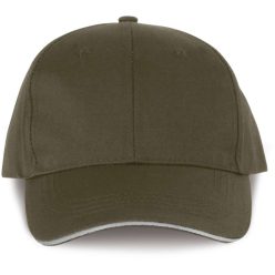   WKP145 hat paneles tépőzáras baseballsapka Designed To Work, Khaki/Light Grey-U