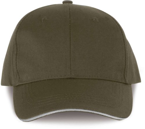 WKP145 hat paneles tépőzáras baseballsapka Designed To Work, Khaki/Light Grey-U