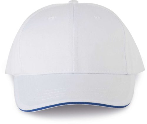 WKP145 hat paneles tépőzáras baseballsapka Designed To Work, White/Royal Blue-U